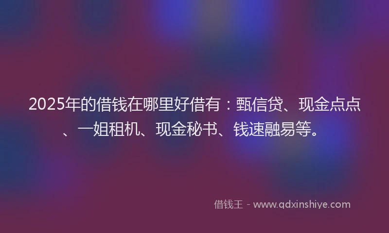 2025年的借钱在哪里好借有：甄信贷、现金点点、一姐租机、现金秘书、钱速融易等。