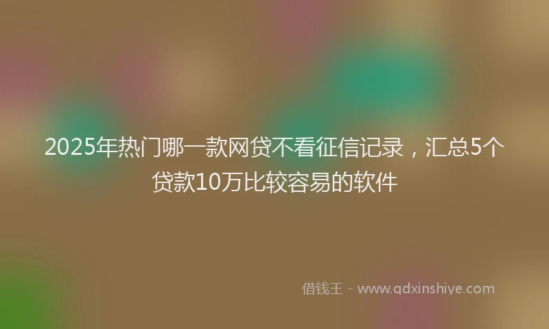 2025年热门哪一款网贷不看征信记录，汇总5个贷款10万比较容易的软件
