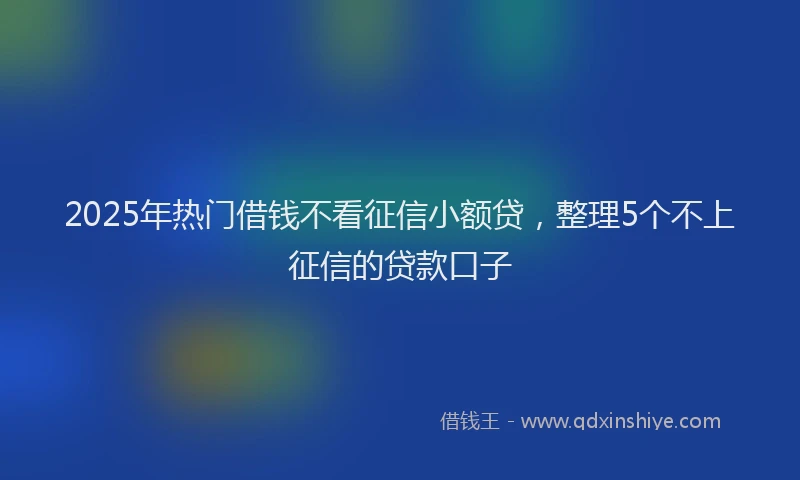 2025年热门借钱不看征信小额贷，整理5个不上征信的贷款口子