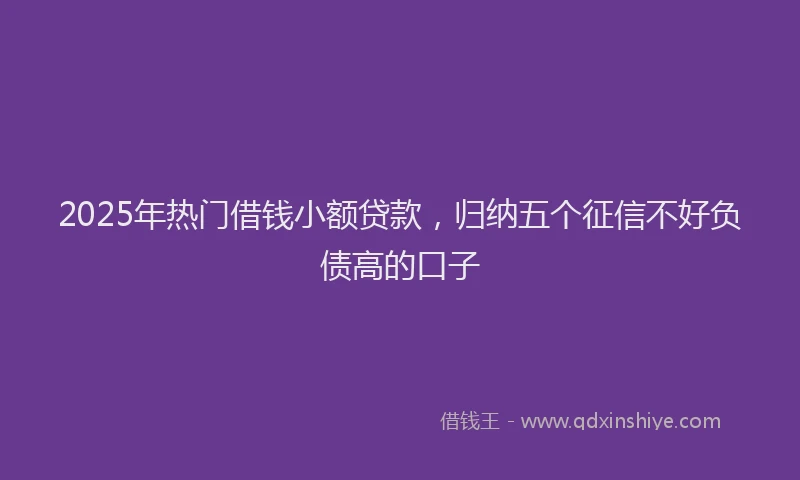 2025年热门借钱小额贷款，归纳五个征信不好负债高的口子