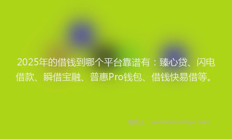 2025年的借钱到哪个平台靠谱有：臻心贷、闪电借款、瞬借宝融、普惠Pro钱包、借钱快易借等。