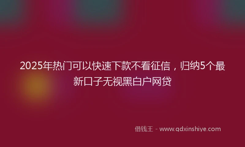 2025年热门可以快速下款不看征信，归纳5个最新口子无视黑白户网贷