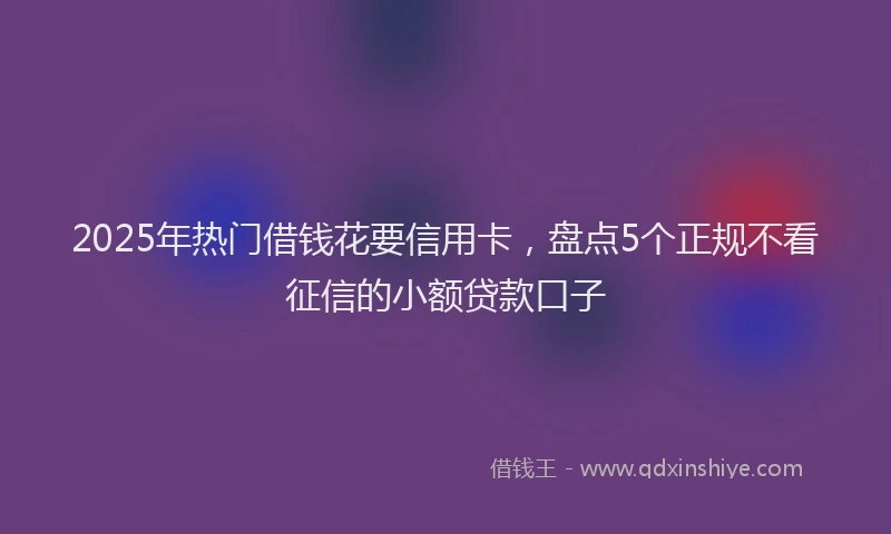 2025年热门借钱花要信用卡，盘点5个正规不看征信的小额贷款口子