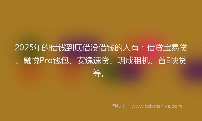 2025年的借钱到底借没借钱的人有：借贷宝易贷、融悦Pro钱包、安逸速贷、玥成租机、首E快贷等。