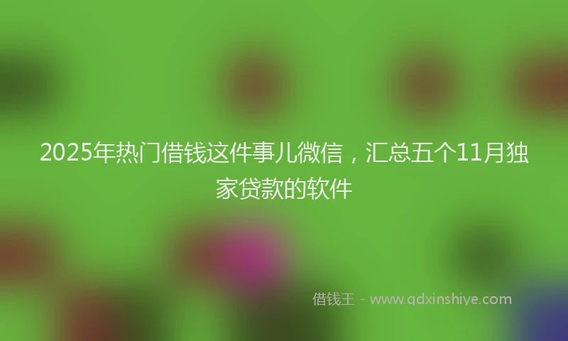 2025年热门借钱这件事儿微信，汇总五个11月独家贷款的软件