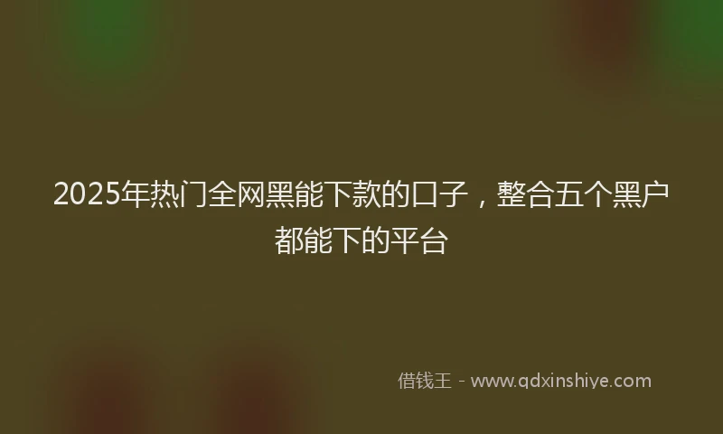 2025年热门全网黑能下款的口子，整合五个黑户都能下的平台