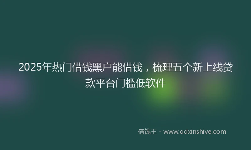 2025年热门借钱黑户能借钱，梳理五个新上线贷款平台门槛低软件