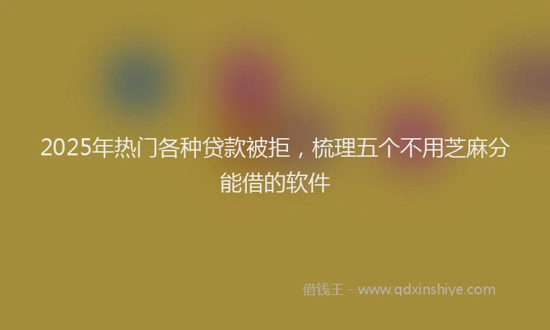 2025年热门各种贷款被拒，梳理五个不用芝麻分能借的软件