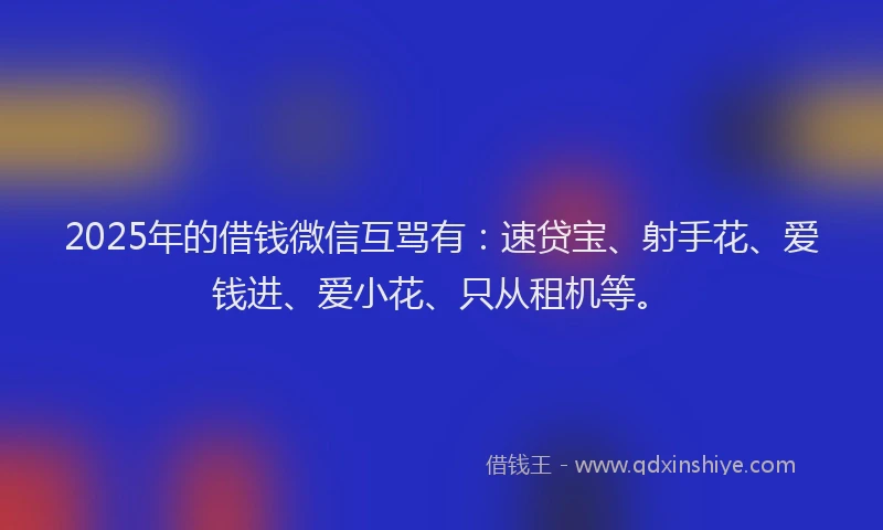 2025年的借钱微信互骂有：速贷宝、射手花、爱钱进、爱小花、只从租机等。