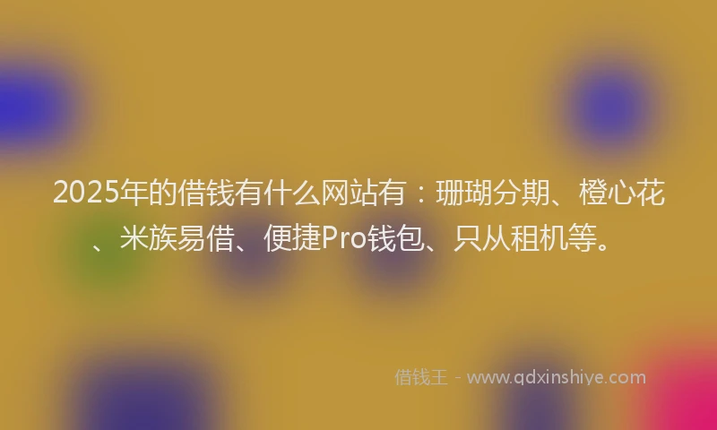 2025年的借钱有什么网站有：珊瑚分期、橙心花、米族易借、便捷Pro钱包、只从租机等。
