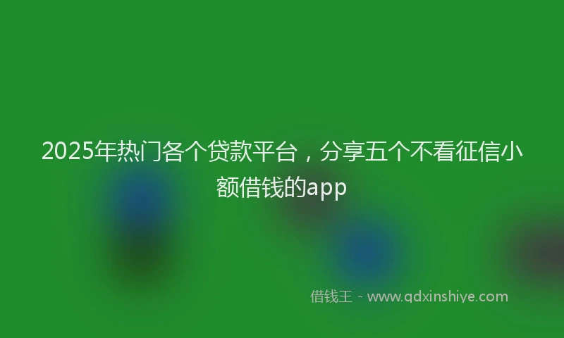 2025年热门各个贷款平台，分享五个不看征信小额借钱的app