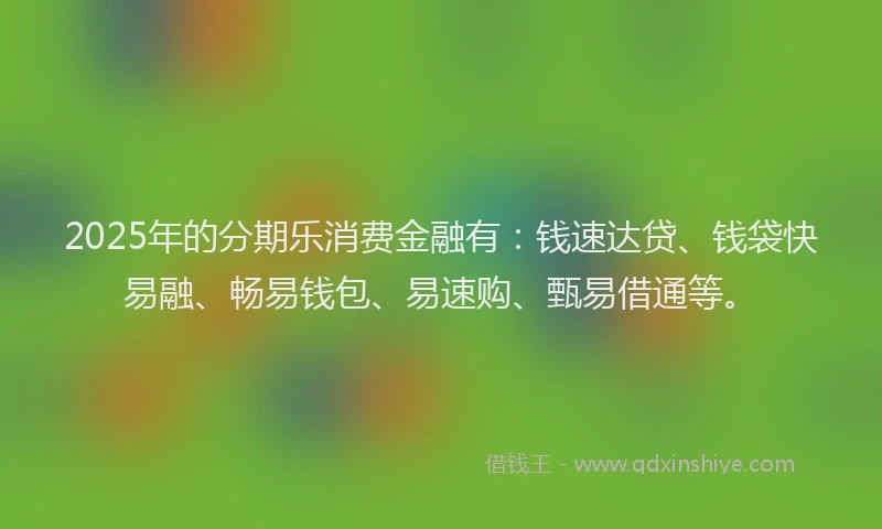 2025年的分期乐消费金融有：钱速达贷、钱袋快易融、畅易钱包、易速购、甄易借通等。