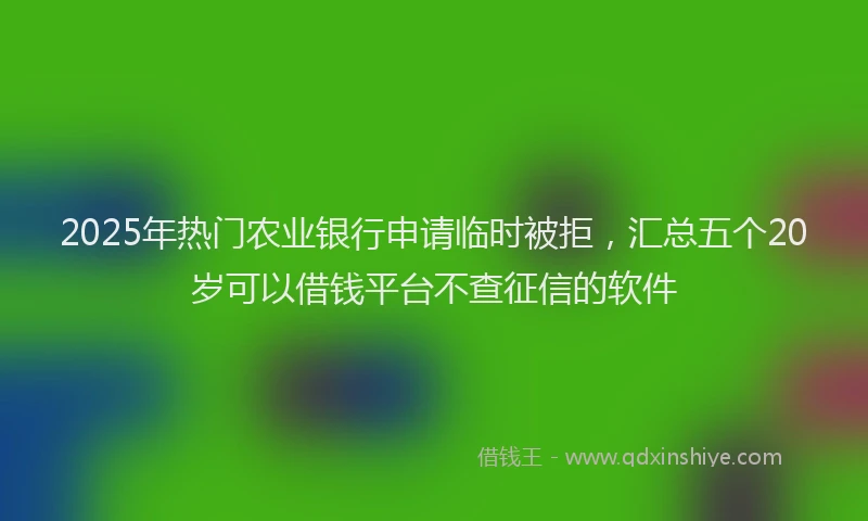 2025年热门农业银行申请临时被拒，汇总五个20岁可以借钱平台不查征信的软件