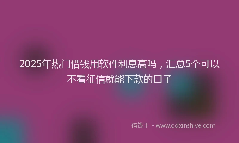 2025年热门借钱用软件利息高吗，汇总5个可以不看征信就能下款的口子