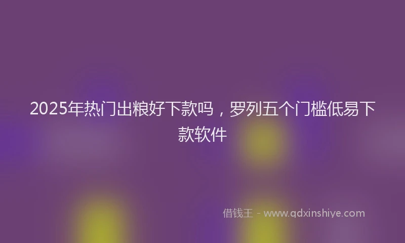 2025年热门出粮好下款吗，罗列五个门槛低易下款软件
