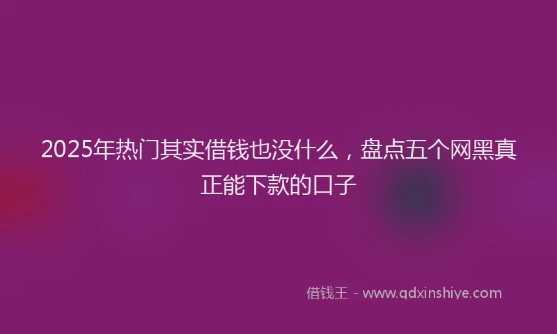2025年热门其实借钱也没什么，盘点五个网黑真正能下款的口子