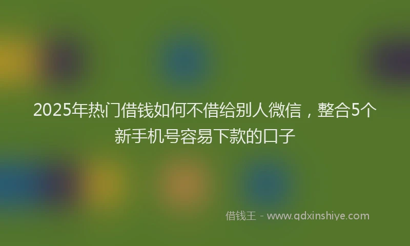 2025年热门借钱如何不借给别人微信，整合5个新手机号容易下款的口子