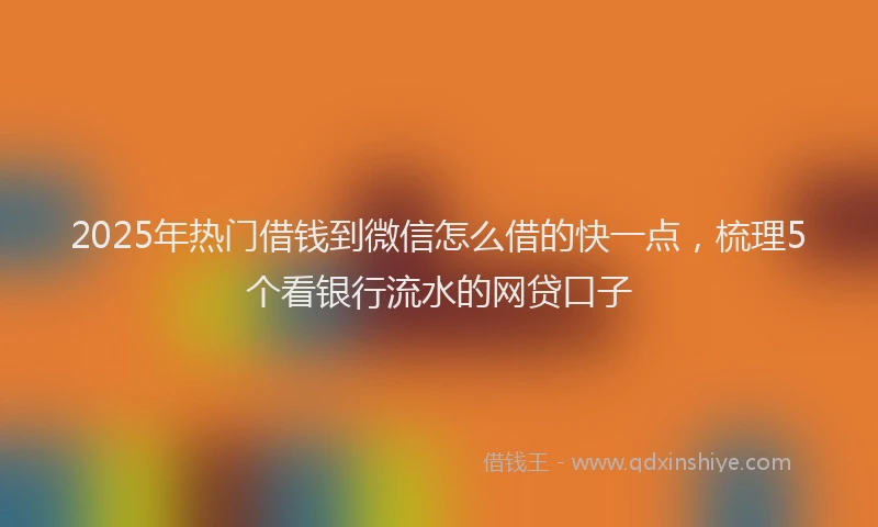 2025年热门借钱到微信怎么借的快一点，梳理5个看银行流水的网贷口子