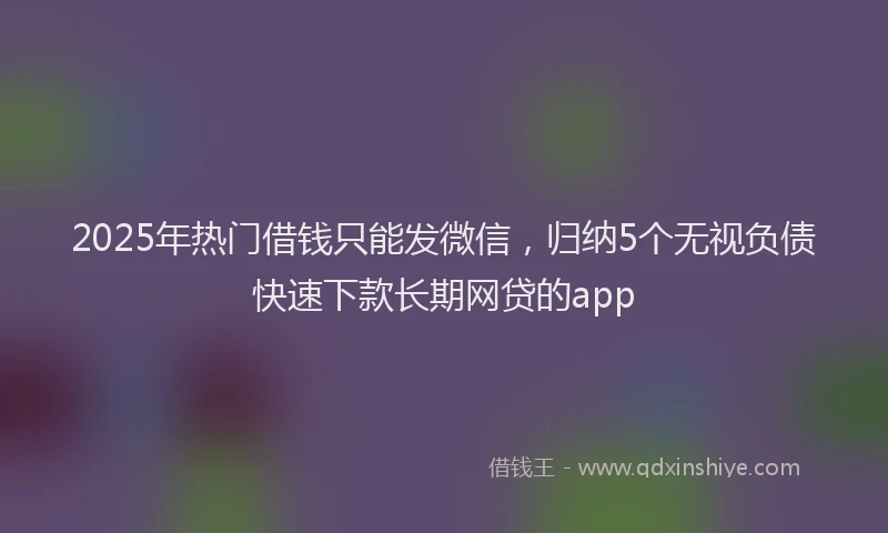2025年热门借钱只能发微信，归纳5个无视负债快速下款长期网贷的app