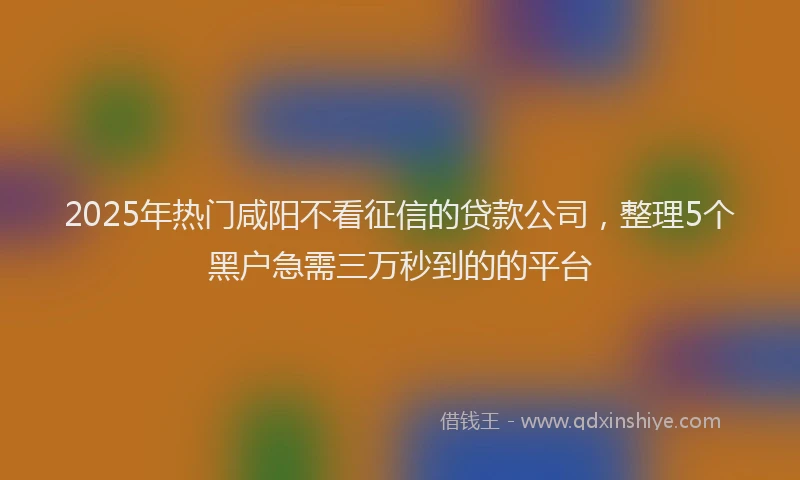 2025年热门咸阳不看征信的贷款公司，整理5个黑户急需三万秒到的的平台
