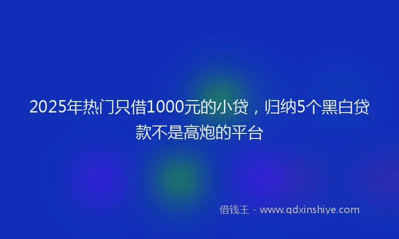 2025年热门只借1000元的小贷，归纳5个黑白贷款不是高炮的平台