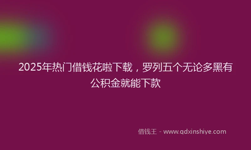 2025年热门借钱花啦下载，罗列五个无论多黑有公积金就能下款