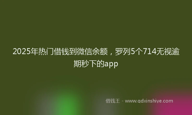 2025年热门借钱到微信余额，罗列5个714无视逾期秒下的app