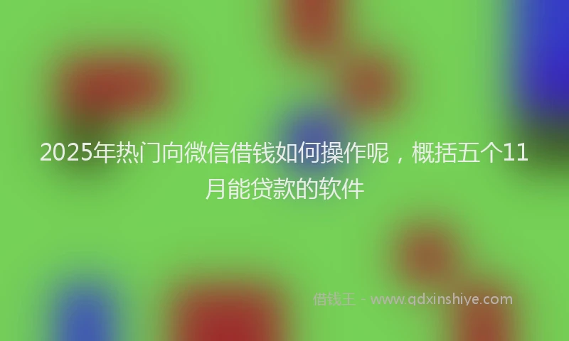 2025年热门向微信借钱如何操作呢，概括五个11月能贷款的软件