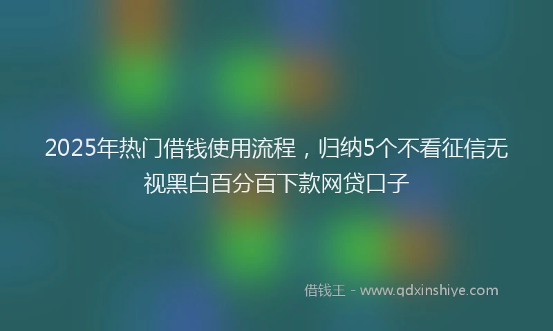 2025年热门借钱使用流程，归纳5个不看征信无视黑白百分百下款网贷口子