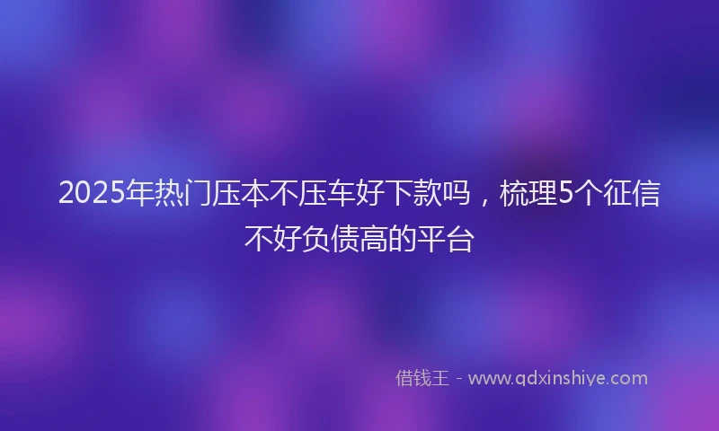 2025年热门压本不压车好下款吗，梳理5个征信不好负债高的平台