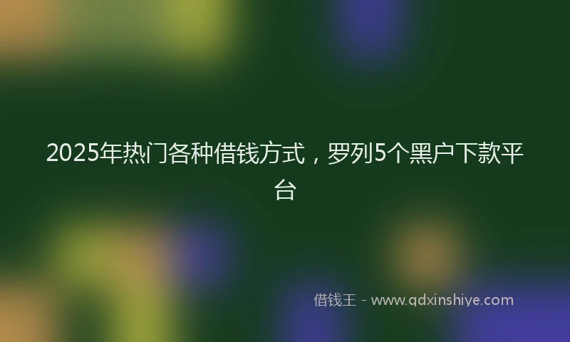2025年热门各种借钱方式，罗列5个黑户下款平台
