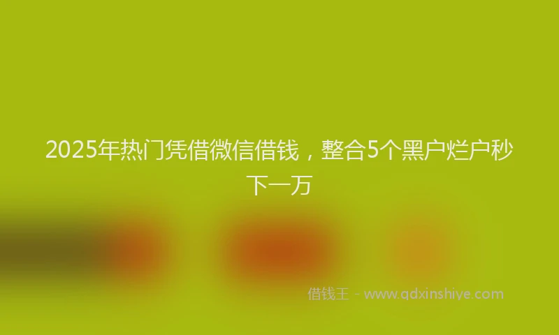 2025年热门凭借微信借钱，整合5个黑户烂户秒下一万
