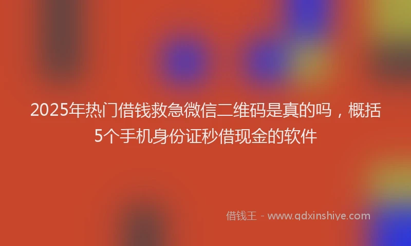 2025年热门借钱救急微信二维码是真的吗，概括5个手机身份证秒借现金的软件