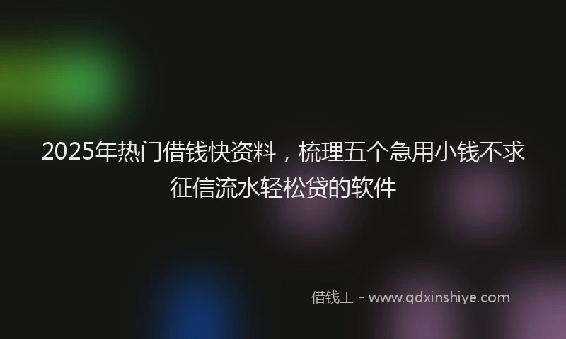 2025年热门借钱快资料，梳理五个急用小钱不求征信流水轻松贷的软件