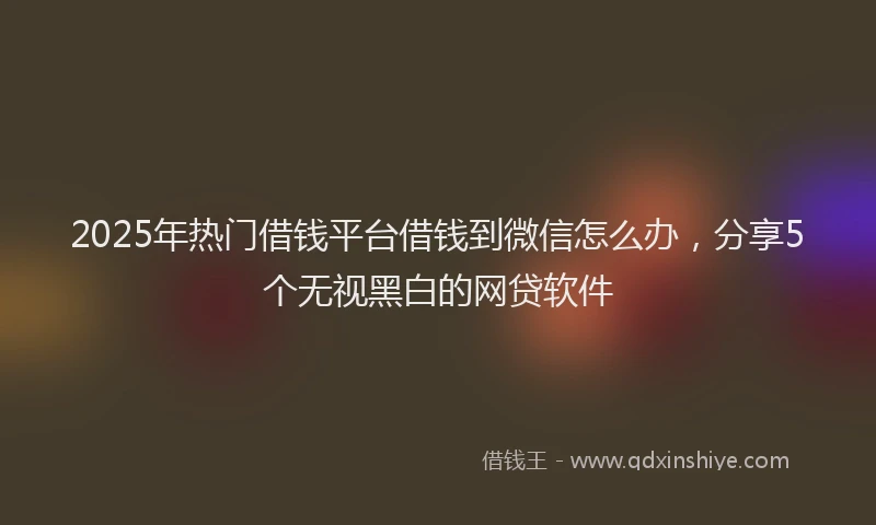 2025年热门借钱平台借钱到微信怎么办，分享5个无视黑白的网贷软件