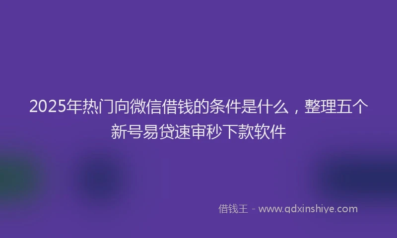 2025年热门向微信借钱的条件是什么，整理五个新号易贷速审秒下款软件