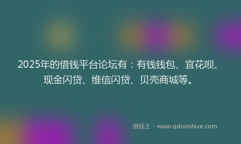 2025年的借钱平台论坛有：有钱钱包、宜花呗、现金闪贷、维信闪贷、贝壳商城等。