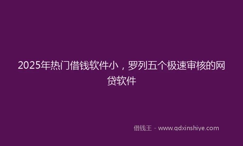 2025年热门借钱软件小，罗列五个极速审核的网贷软件