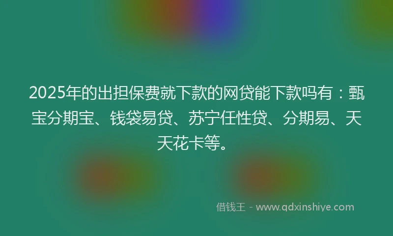 2025年的出担保费就下款的网贷能下款吗有：甄宝分期宝、钱袋易贷、苏宁任性贷、分期易、天天花卡等。