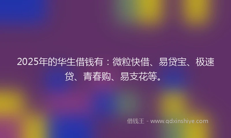 2025年的华生借钱有：微粒快借、易贷宝、极速贷、青春购、易支花等。