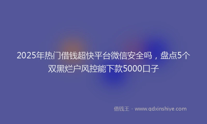 2025年热门借钱超快平台微信安全吗，盘点5个双黑烂户风控能下款5000口子