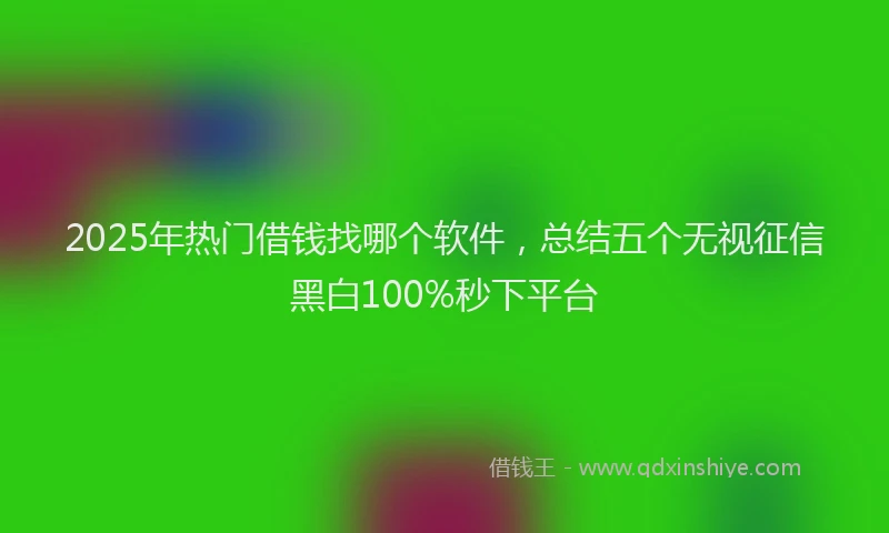 2025年热门借钱找哪个软件，总结五个无视征信黑白100%秒下平台