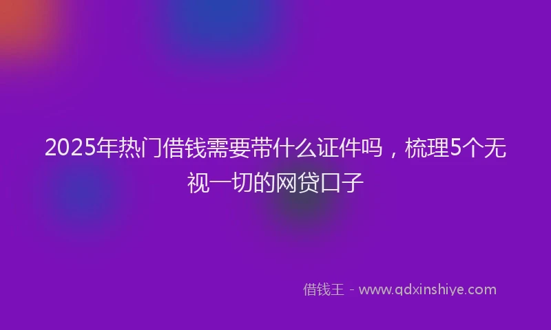 2025年热门借钱需要带什么证件吗，梳理5个无视一切的网贷口子