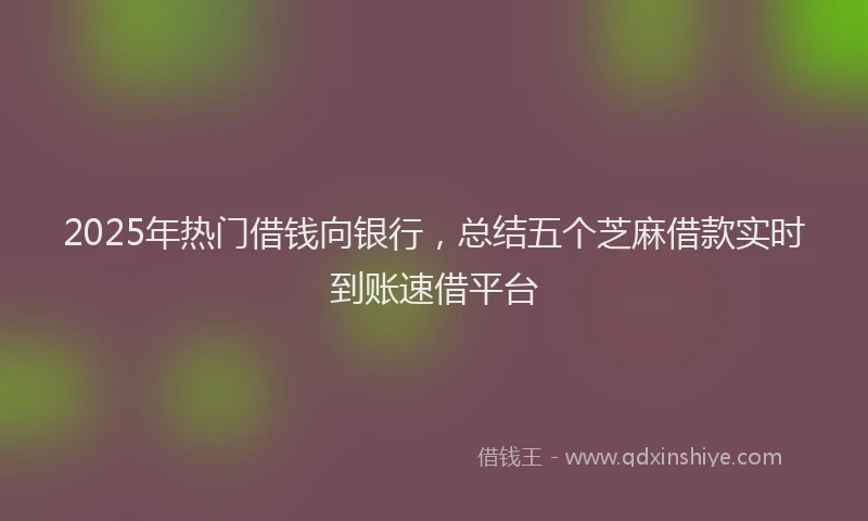 2025年热门借钱向银行，总结五个芝麻借款实时到账速借平台