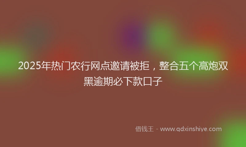 2025年热门农行网点邀请被拒，整合五个高炮双黑逾期必下款口子