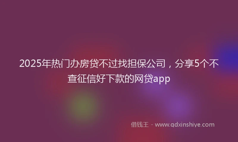 2025年热门办房贷不过找担保公司，分享5个不查征信好下款的网贷app