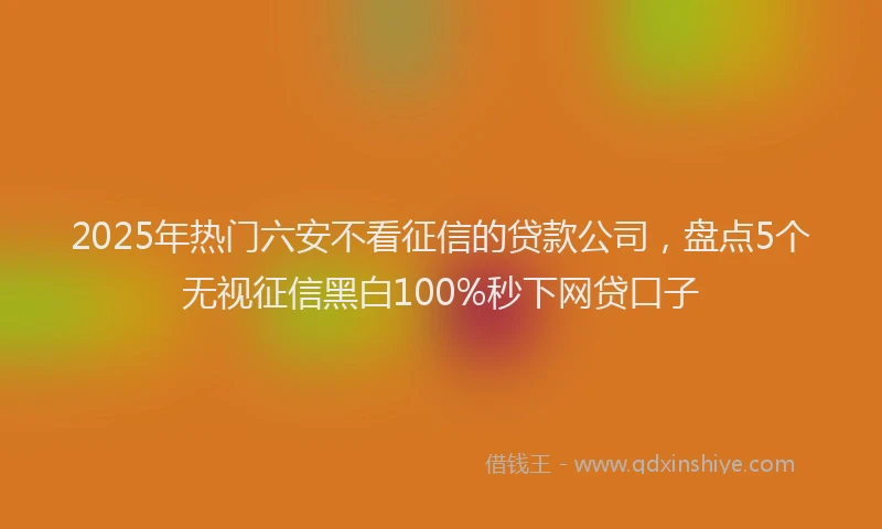 2025年热门六安不看征信的贷款公司，盘点5个无视征信黑白100%秒下网贷口子