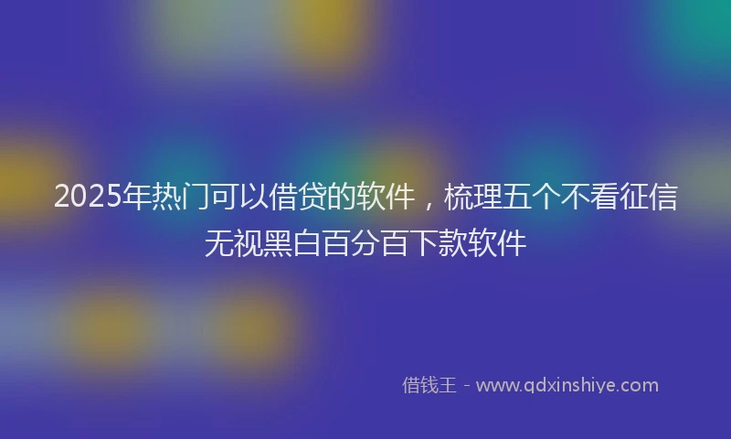 2025年热门可以借贷的软件，梳理五个不看征信无视黑白百分百下款软件