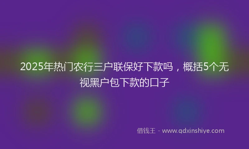 2025年热门农行三户联保好下款吗，概括5个无视黑户包下款的口子