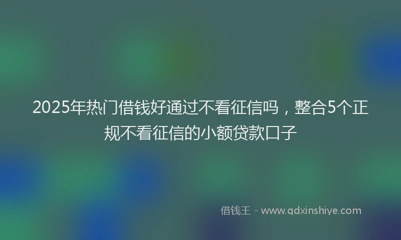 2025年热门借钱好通过不看征信吗，整合5个正规不看征信的小额贷款口子